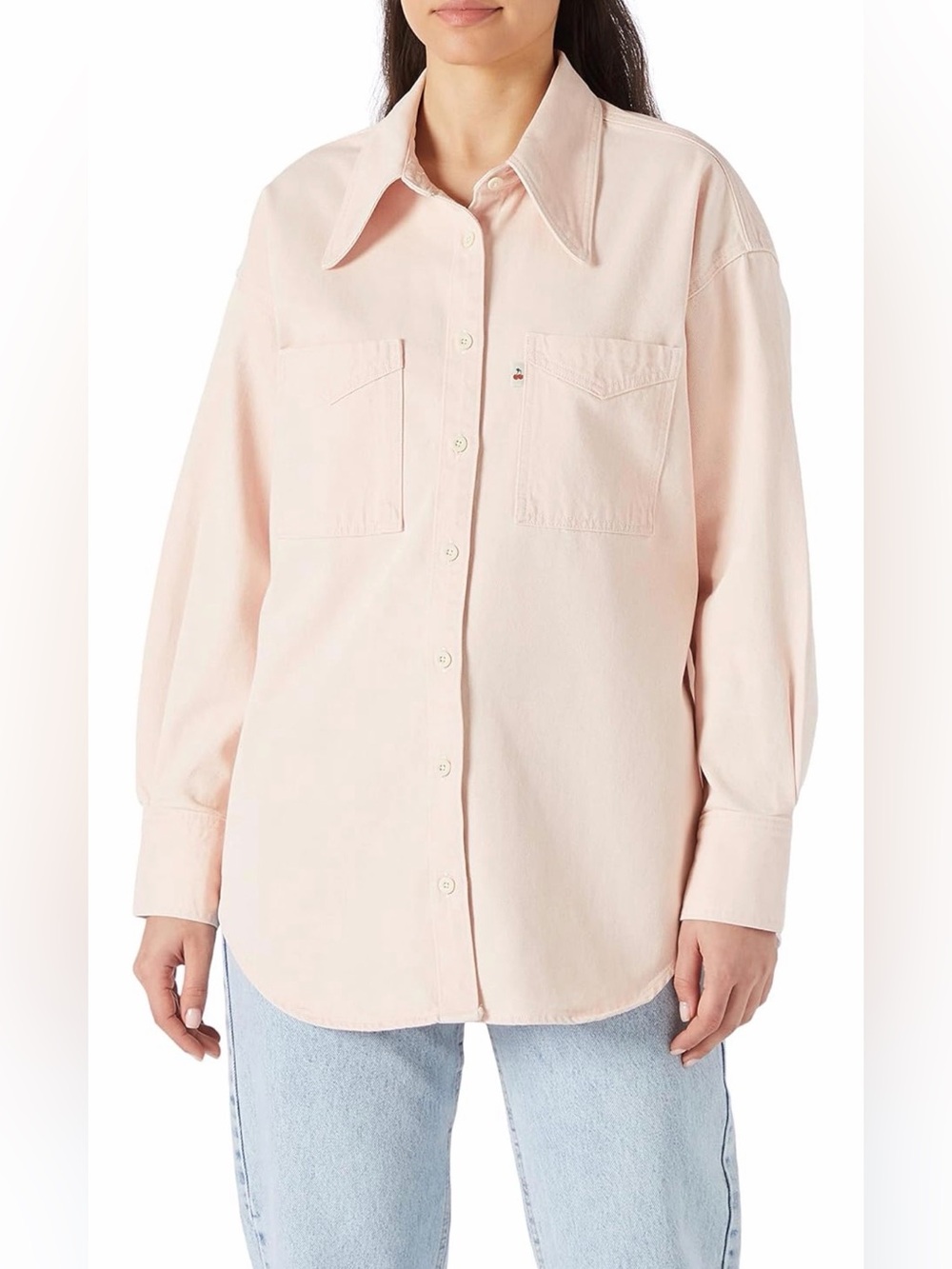 Levi’s Light Pink Jadon Oversized Denim Button-Up Shirt Jacket XS
